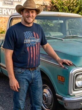Men's Graphic Chevrolet American Flag T-Shirt -
